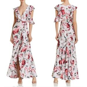 Fame & Partners Beckman Ruffle Floral Maxi Dress Size 12 Wedding Garden Party